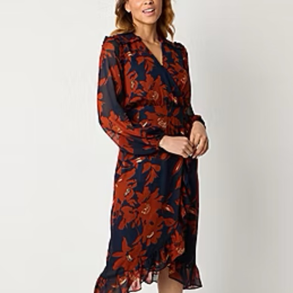 52 Seven Floral Faux Wrap Dress NWT Size 18 - Picture 2 of 5
